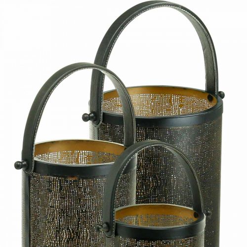 daiktų Dekoratyviniai žibintai, žibinto metalo skylučių raštas H35.5/31/25cm rinkinys iš 3 vnt.