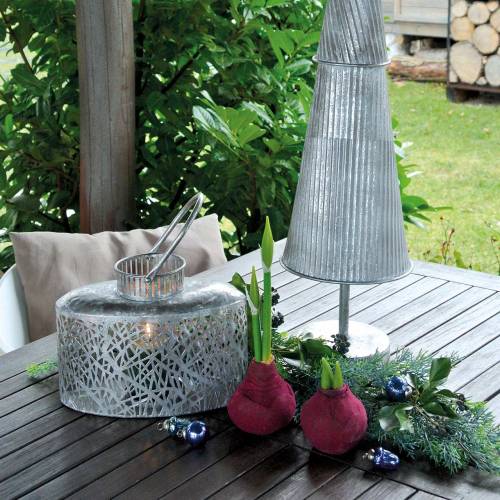 Floristik24 Žibintas ovalus senovinės išvaizdos metalinis sidabras 15×28cm H19cm