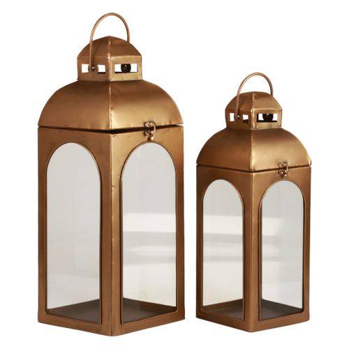 daiktų Žibintas metalinis stiklas metalinis žalvaris atrodo H50cm rinkinys iš 2
