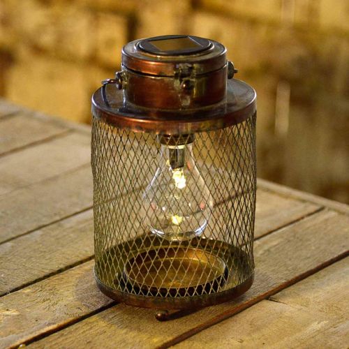 Floristik24 Metalinis žibintas, saulės lempa, LED, senovinė išvaizda Ø13,5 cm H28,5 cm