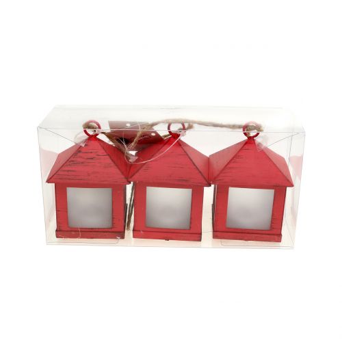 Floristik24 Žibintas su apšvietimu raudonas 6cm x 6cm 3vnt