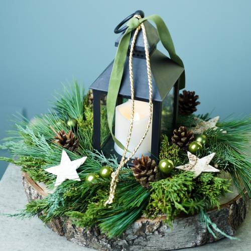 Floristik24 Žibintas su LED žvake juoda 10,5×24cm