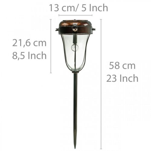 Floristik24 Įjungiamas saulės žibintas, LED strypinis šviestuvas Ø13,5cm L58cm H21cm