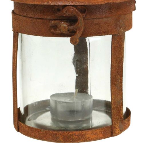 Floristik24 Metalinis žibintas su patina, vasaros apdaila, žibintas pagamintas iš metalo rūdžių H18cm Ø10cm
