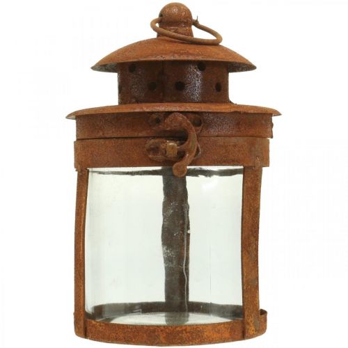 daiktų Metalinis žibintas su patina, vasaros apdaila, žibintas pagamintas iš metalo rūdžių H18cm Ø10cm
