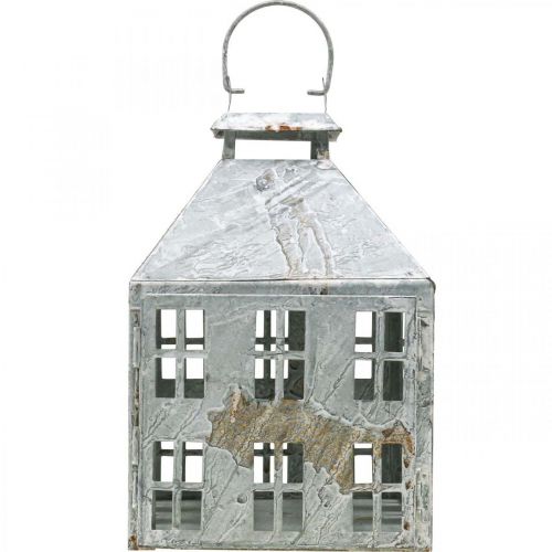 daiktų Vintažinis dekoratyvinis žibintas metalinis šviestuvas baltos rūdys H35cm