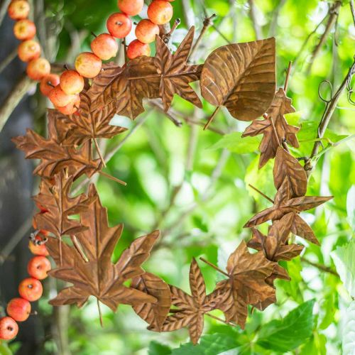 Floristik24 Lapų vainikas tauriosios rūdys,metalo puošmena,vainikas,rudens puošmena,memorialinė floristika Ø29cm