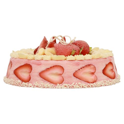 Floristik24 Maistinis manekenas, dirbtinis pyragas braškių kremas Ø23cm H9,5cm