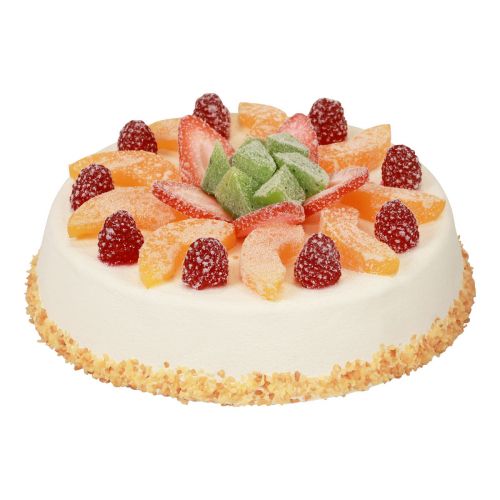 Floristik24 Maistinis manekenas, dirbtinis pyragas su vaisiais Ø23cm H8,5cm