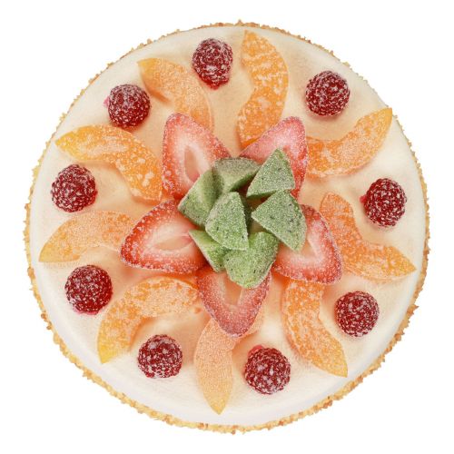 Floristik24 Maistinis manekenas, dirbtinis pyragas su vaisiais Ø23cm H8,5cm