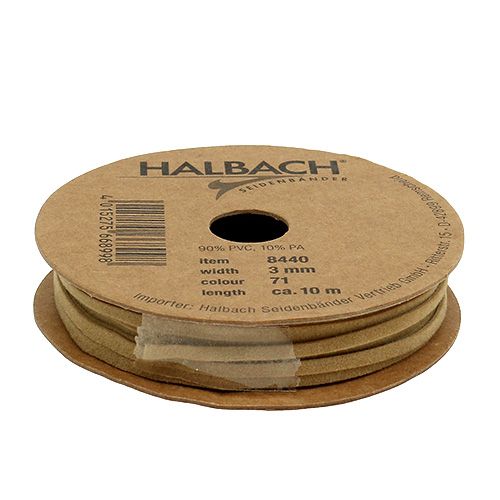 Floristik24 Odinis laidas matinis šviesiai rudas 3mm 10m