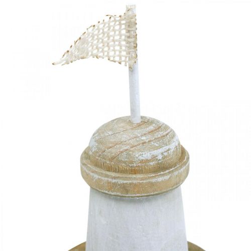 Floristik24 Švyturio apdaila, jūrinis, medinis švyturys raudonas, paplūdimio vakarėlis H31cm
