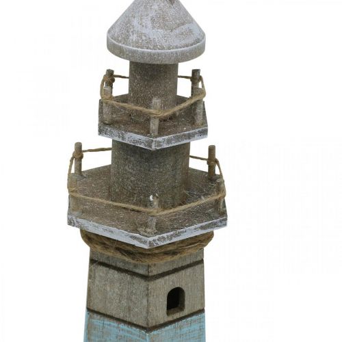 Floristik24 Švyturys įdėti, jūrinė medinė dekoracija gamtos, mėlyna-balta skurdus prašmatnus H54cm