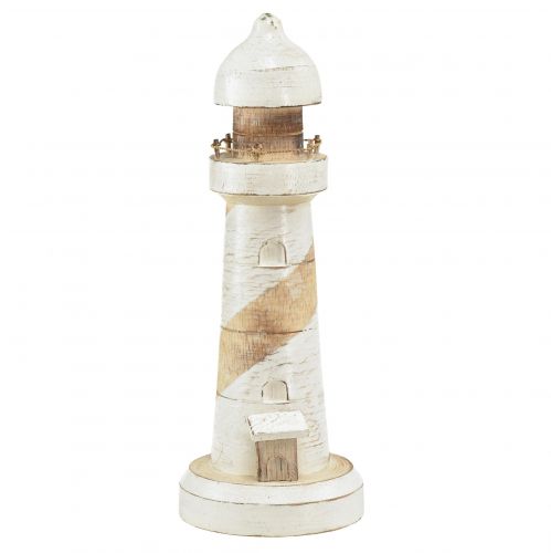 Floristik24 Švyturys Wood Maritime Decoration Natural White Ø10.5cm H28.5cm