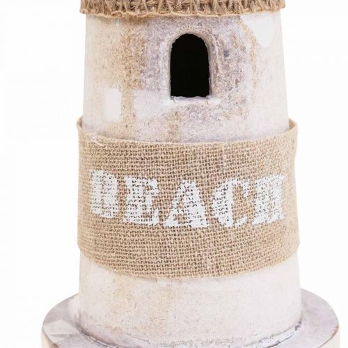 Floristik24 Medinis Švyturys Maritime Wood Deco Baltas H25cm