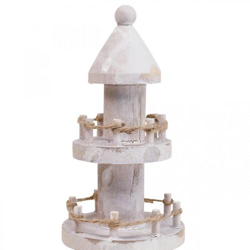Floristik24 Medinis Švyturys Maritime Wood Deco Baltas H25cm