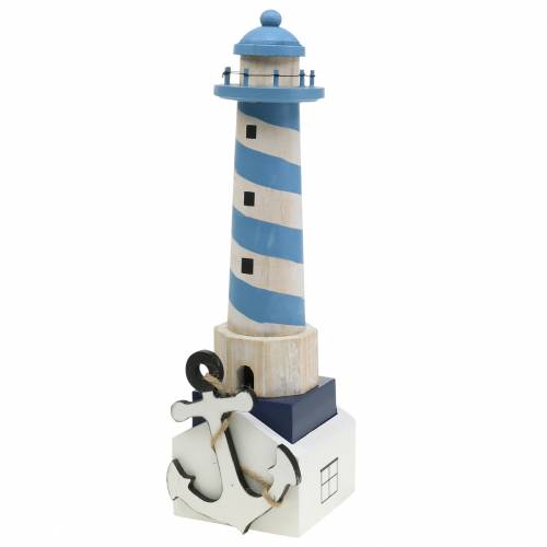 Maritime deco švyturys šviesiai mėlynas 34cm | Floristik24.lt