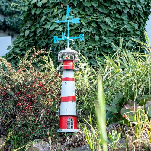 Floristik24 Švyturys raudonas baltas su vėtrunge 90cm