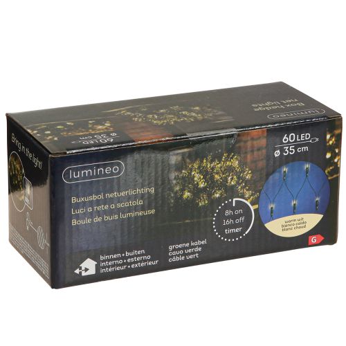 daiktų Lauko šviestuvų tinklas buksmedžiui, girlianda su 60 LED, Ø35cm