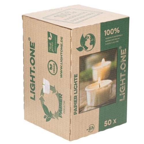 daiktų Arbatinė žvakutė popieriniame įmautėlyje šventinėms progoms ir nuotaikoms Light One 4 cm 50 vnt.