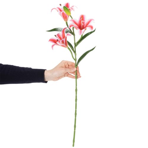 daiktų Dirbtinė lelija stilingam svetainės dekoravimui ir tikroviškam vaizdui, 67 cm, 2 vnt.