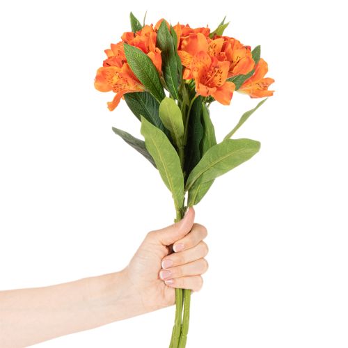 Dirbtinė alstroemerija, oranžinė gėlė, dirbtinė puokštės dekoracija, 75 cm, 3 vnt. | Floristik24.lt