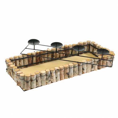 Floristik24 Advento žvakių padėklas su beržo krašteliu 44cm