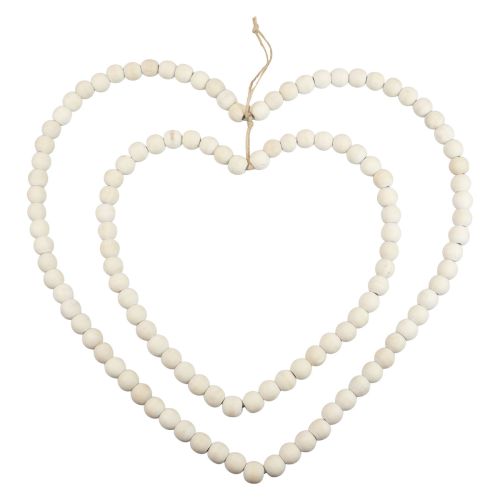 daiktų Kilpinė dekoratyvinė žiedinė širdelė iš medinių karoliukų pakabinama dekoracija 38×40,5cm