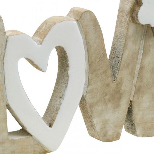 Floristik24 Stalo puošmena &quot;Love&quot;, medinė puošmena su širdele ir drugeliu naturali, balta L24cm A17.5cm