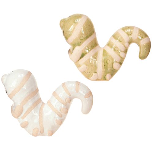 daiktų Juokingas sliekų dekoravimas keraminis vikšras pakabinamas dekoravimo puodas 9x6cm 2vnt