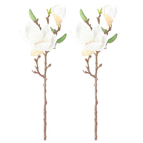 daiktų Magnolijos baltųjų dirbtinių gėlių pumpurų dekoravimo šakelė H40cm 2vnt