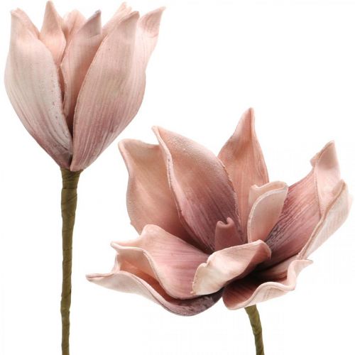 Floristik24 Dirbtinės magnolijos senos rožinės dirbtinės gėlės putplasčio gėlė Ø10cm 6vnt