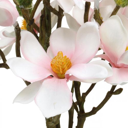 Floristik24 Dirbtinės magnolijos šakos Rožinės dirbtinės gėlės H40cm 4vnt kekėje