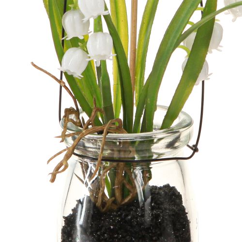 daiktų Slėnio lelija stiklinėje Dirbtiniai ankstyvieji žydėjimai H22cm 3vnt