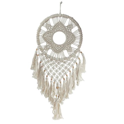 Floristik24 Macrame sieninis pakabinamas sapnų gaudyklė kreminis sienų dekoravimas 29x72cm