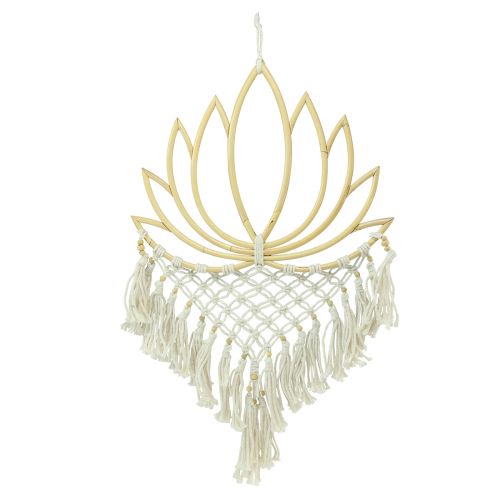 Macrame sienų apdaila lotoso dekoracija bambuko natūralus kremas 70cm