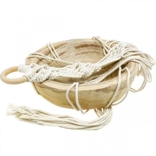 daiktų Makrame pakabinamas krepšelis boho stiliaus dekoratyvinis dubuo Ø23cm H90cm