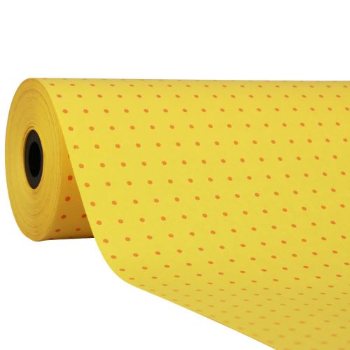 Floristik24 Rankogalių popierinis minkštas popierius geltoni taškeliai 25cm 100m