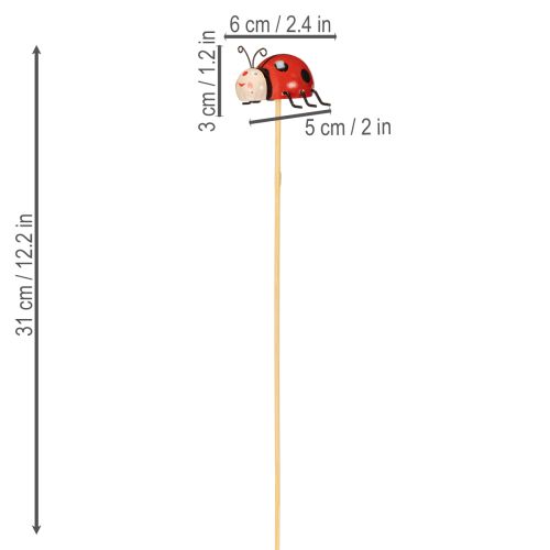 daiktų Boružėlių sodo kuolai, pavasario ir vasaros dekoracija, gėlių dekoracija, 31 cm, 4 vnt.