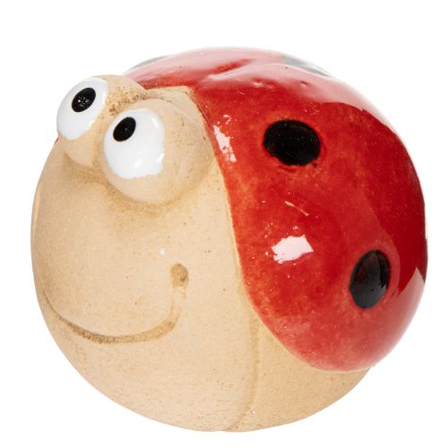 Dekoratyvinė keraminė boružėlės figūrėlė linksmam sodo ir palangių papuošimui, 7 cm, 3 dalys