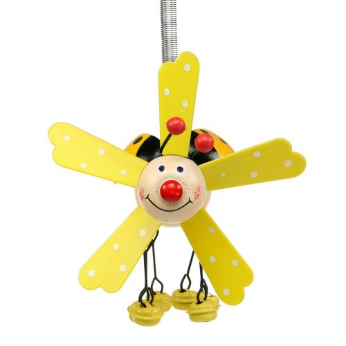 Floristik24 Wind Chime Ladybug Wood Yellow 12cm