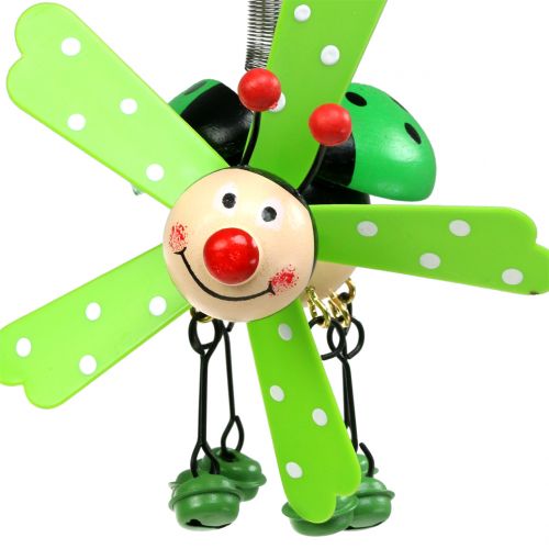 Floristik24 Wind Chime Ladybug Wood Green 12cm