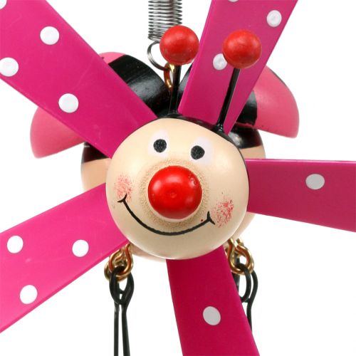 daiktų Wind Chime Ladybug Wood Pink 12cm