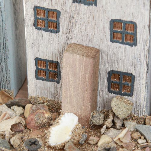 daiktų Jūriniai dekoratyviniai nameliai mediniai žvejų kaimelis mėlyna balta 26×16×10cm