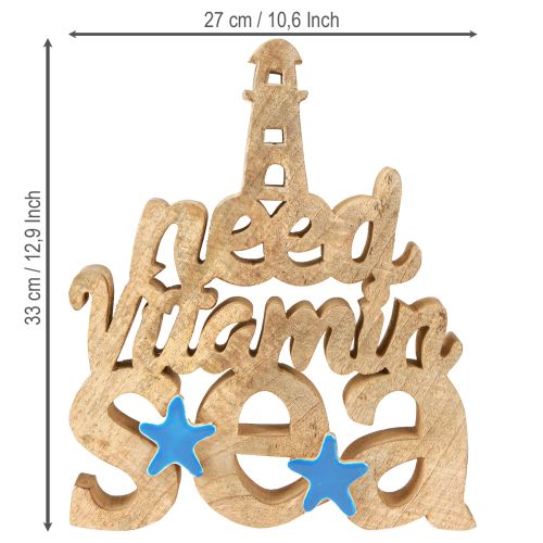 daiktų Jūrinė medinė dekoracija “Man reikia vitamino jūros” mango mediena 27×33cm
