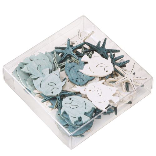 daiktų Maritime Scatter Dekoracija Medinis Stalo dekoras Starfish Fish 4cm 72 Vnt