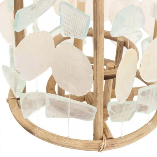 Floristik24 Jūrinis dekoravimo žibintas Capiz medinis stiklas natūralus Ø17.5cm H34cm