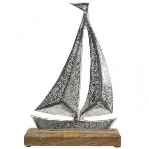 Floristik24 Jūrinė apdaila, dekoratyvinis burlaivis metalinis, dekoratyvinis laivas H26cm