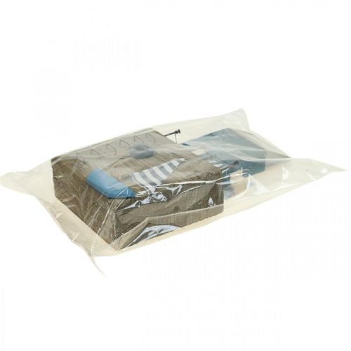 daiktų Jūrinė medinė dekoruota uosto promenada Shabby Chic H25,5cm