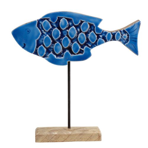 daiktų Jūrinė dekoratyvinė medinė žuvelė ant stovo mėlyna 25cm × 24,5cm